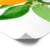 Orangenfrüchte und Blume Sommer Blütenpflanzliche Poster (Ecke)