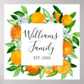 Orangenfrüchte und Blume Sommer Blütenpflanzliche Poster (Vorne)