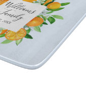 Orangenfrüchte und Blume Sommer Blütenpflanzliche Schneidebrett (Ecke)