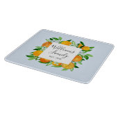 Orangenfrüchte und Blume Sommer Blütenpflanzliche Schneidebrett (Ecke)