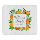 Orangenfrüchte und Blume Sommer Blütenpflanzliche Schneidebrett (Vorderseite)