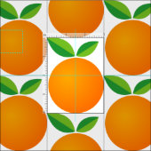 Orangenfruchtmuster Textilgewebe Werkstoff Stoff (Kachel)
