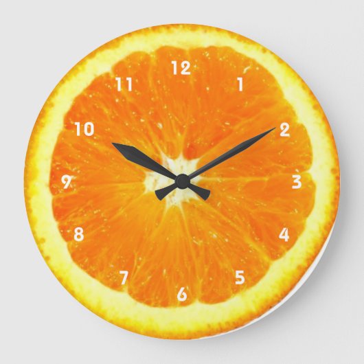 Orangenfruchtuhr mit Zahlen Große Wanduhr (Vorderseite)
