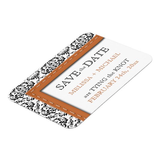 Orangengeheftete Damaskus-Ebene Speichern Sie das Magnet (Linke Seite)