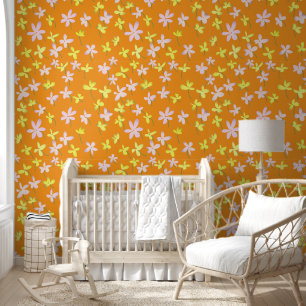 Orangengelb rosa Minimalistisch florales Botanisch Tapete