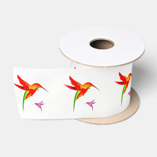 Orangengelb und grüner Hummingvogel Satinband
