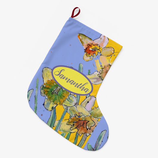 Orangengelbe affodische blutblütige Blume Lila Lil Großer Weihnachtsstrumpf (Vorderansicht (hängend))