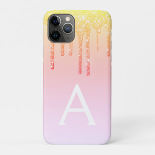 Orangengelbe Blende-Glitzer Monogramm Case-Mate iPhone Hülle