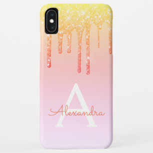 Orangengelbe Blende-Glitzer Monogramm Case-Mate iPhone Hülle