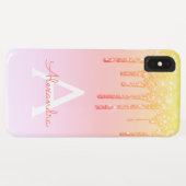 Orangengelbe Blende-Glitzer Monogramm Case-Mate iPhone Hülle (Rückseite (Horizontal))