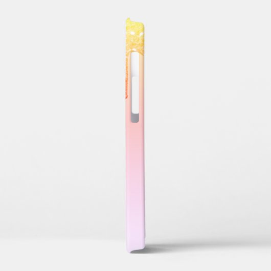 Orangengelbe Blende-Glitzer Monogramm Case-Mate iPhone Hülle (Rückseite / Links)