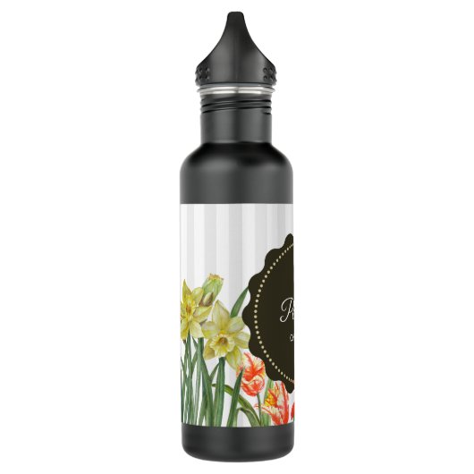 Orangengelbe Blume Edelstahlflasche (Links)