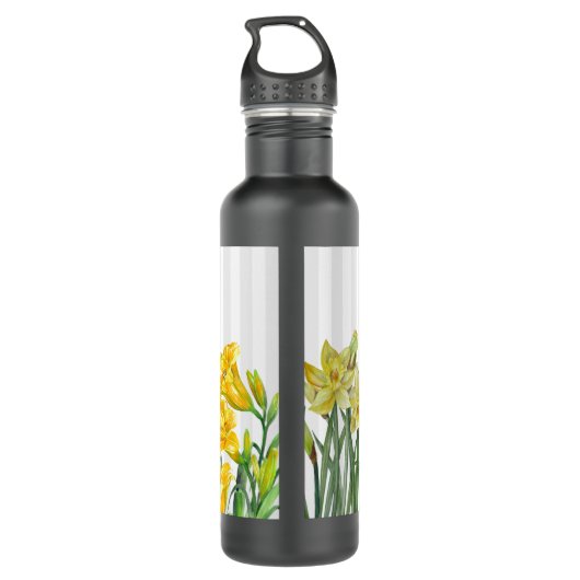 Orangengelbe Blume Edelstahlflasche (Rückseite)