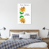 Orangengelbe Blumen Liebe wächst 24" x 36" Leinwanddruck (Insitu (Schlafzimmer))