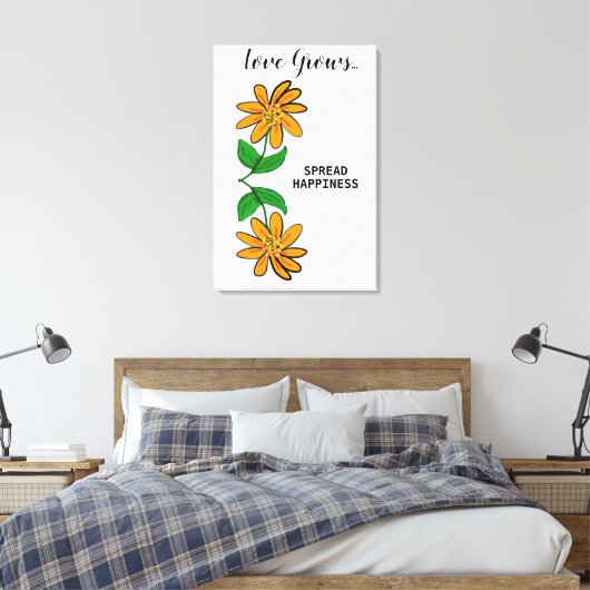 Orangengelbe Blumen Liebe wächst 24" x 36" Leinwanddruck (Insitu (Schlafzimmer))