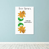 Orangengelbe Blumen Liebe wächst 24" x 36" Leinwanddruck (Insitu (Holzboden))