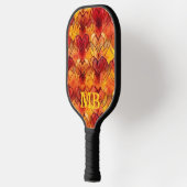 Orangengelbe Gefärbte Krawatte Herz-Monogramm Pickleball Schläger (Links)