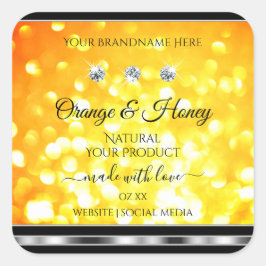 Orangengelbe Glitzer-Produktkennzeichnungen mit Di Quadratischer Aufkleber