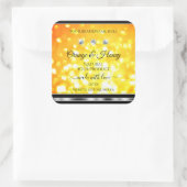 Orangengelbe Glitzer-Produktkennzeichnungen mit Di Quadratischer Aufkleber (Tasche)