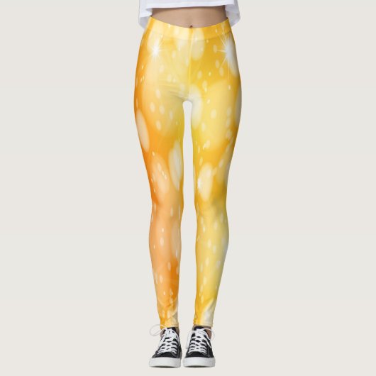 Orangengelbe Imitat Glitzer Leggings (Vorderseite)