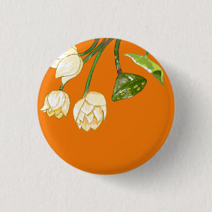 Orangengelbe Lotus Blume & Lotus Seedpod Button