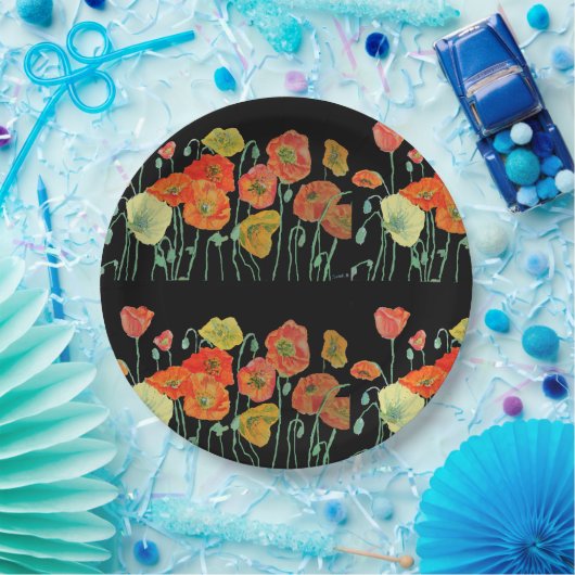 Orangengelbe Mohnblüte Blume Flora Pappteller (Party)