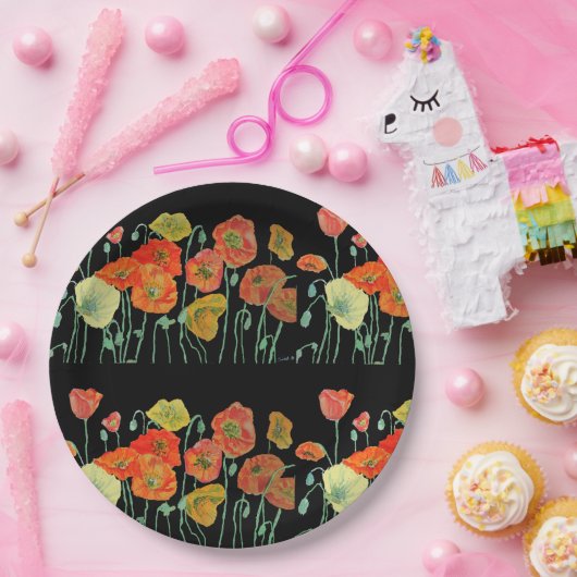 Orangengelbe Mohnblüte Blume Flora Pappteller (Party)