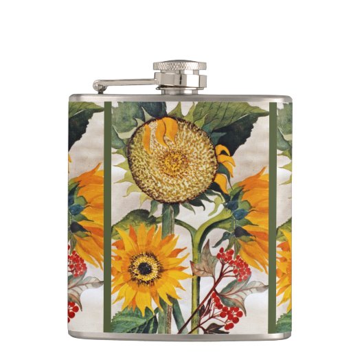 Orangengelbe Pflanze Flachmann (Vorderseite)