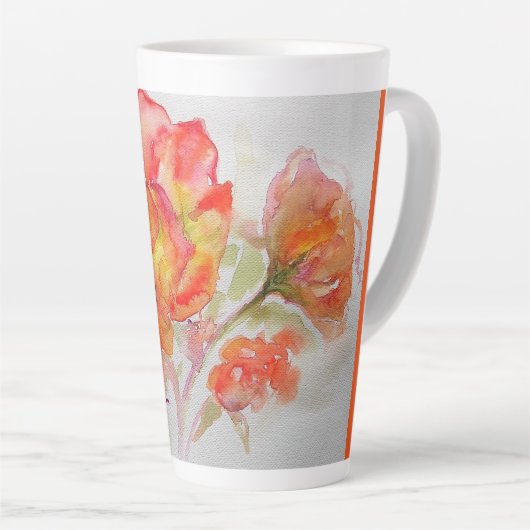 Orangengelbe Rose Aquarellmalerei Milchtasse (Rechte Ecke)