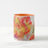 Orangengelbe Rose Aquarellmalerei Tasse (Zentrum)