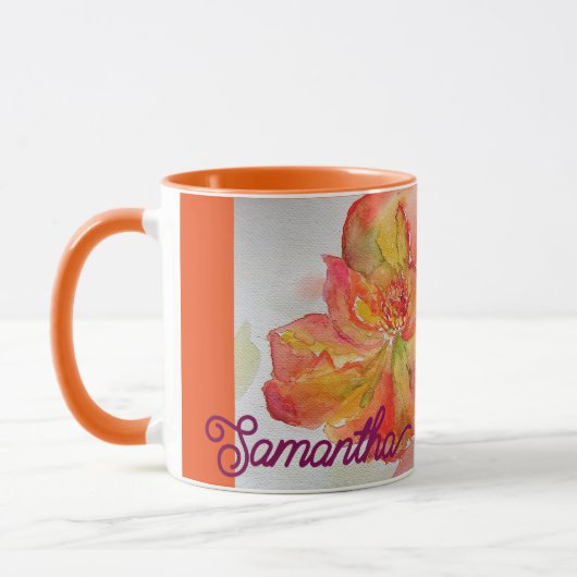 Orangengelbe Rose Aquarellmalerei Tasse (Links)