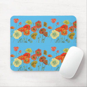 Orangengelbe rote Blume Blumenmousepad Mousepad