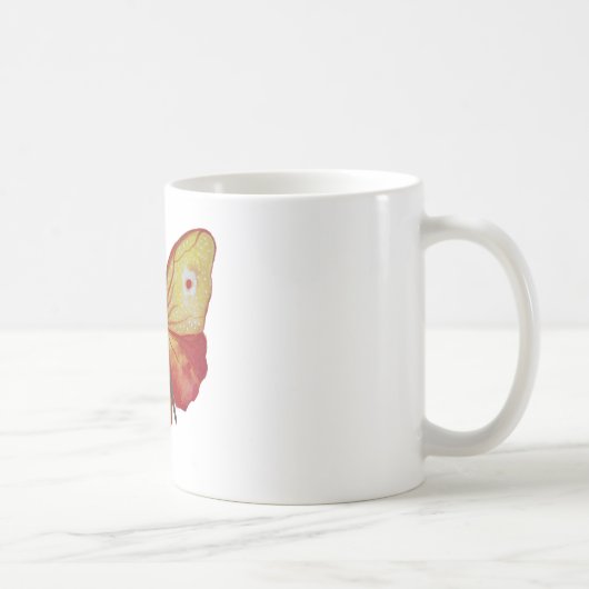 Orangengelbe Schmetterlinge Zeichnend Kaffeetasse (Rechts)