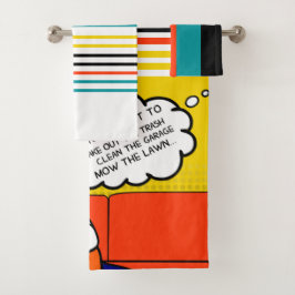 Orangengelber Honig Do Rugged Geek Comic Badhandtuch Set