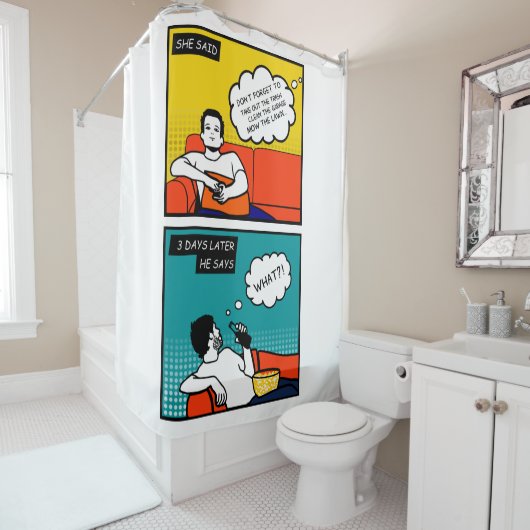 Orangengelber Honig Do Rugged Geek Comic Duschvorhang (Beispiel)