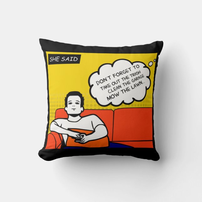 Orangengelber Honig Do Rugged Geek Comic Kissen (Vorderseite)