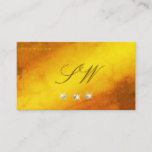 Orangengelber Marmor-Sparkling-Karo-Monogramm Visitenkarte (Vorderseite)
