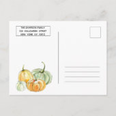 Orangengelber Pfefferminzkürbis Halloween-Party Einladungspostkarte (Rückseite)