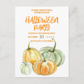 Orangengelber Pfefferminzkürbis Halloween-Party Einladungspostkarte (Vorderseite)