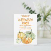 Orangengelber Pfefferminzkürbis Halloween-Party Einladungspostkarte (Stehend Vorderseite)