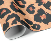 Orangengelber schwarzer Leoparden Geschenkpapier (Rolleneckpunkt)
