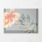 Orangengelbes Hibiskus und Blattwerk Dreifach Gefaltete Einladung (Cover)