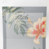 Orangengelbes Hibiskus und Blattwerk Dreifach Gefaltete Einladung (Innen Erste Seite)