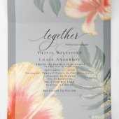 Orangengelbes Hibiskus und Blattwerk Dreifach Gefaltete Einladung (Innenseite Mitte)