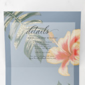 Orangengelbes Hibiskus und Foliage Tri- Dreifach Gefaltete Einladung (Innen Erste Seite)