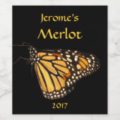 Orangengelbes Schmetterlingsweinetikett Weinetikett (Einzelnes Label)