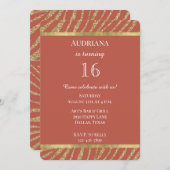 Orangengewürze Gold Glitzer Zebra Einladung (Vorne/Hinten)