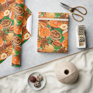 Orangengewürze Herbst-Wrap-Papier Geschenkpapier