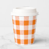 Orangengingham-Karo Pappbecher (Rückseite)