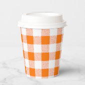 Orangengingham-Karo Pappbecher (Vorderseite)